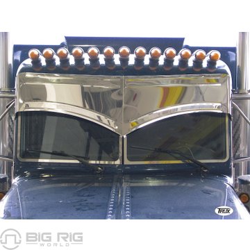 Peterbilt 15 1/2 In. Stainless Steel Batman Style - 4 Bead Sunvisor TSUN-P7 - Trux Accessories