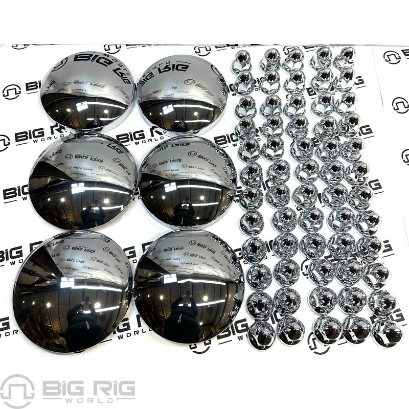 Complete Chrome Hub Cap & Chrome ABS Plastic Nut Cover Kit THUB-C2 - Trux Accessories