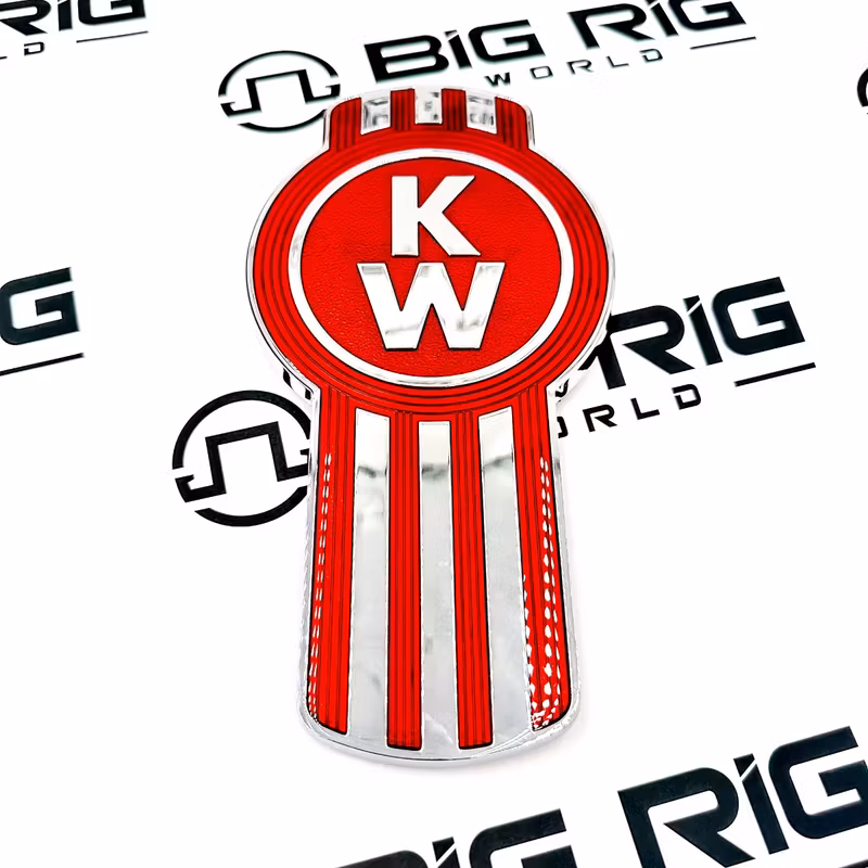 Hood Emblem - KW Red VIT Enamel/Chrome L53-1002-20 - Kenworth
