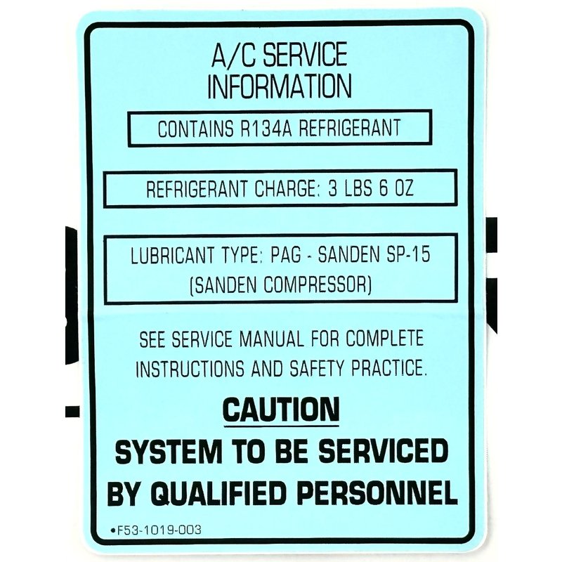Label - A/C Service Information F53-1019-003 - Paccar