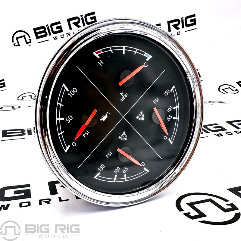 Air Pressure Gauge, 4N1, Op/Ct, Polished W22-00013-038 - Freightliner