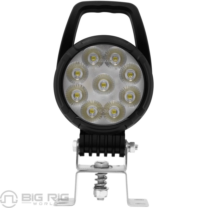 Round 9 LED Adjustable Work Light W/ Switch, 4,200 Lumens, 12/24VDC MWL-36-A - Maxxima