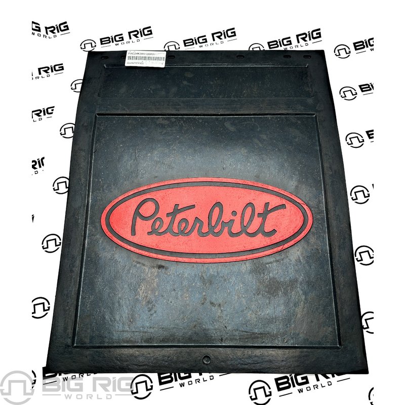 Black 24 x 30-3/8in HD Rubber Mud Flap with Red Peterbilt Logo PAC24X30R12BRR - Peterbilt