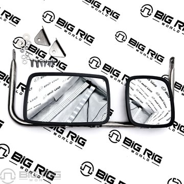 Combination Mirror Assembly, Silver Stainless Steel, Universal, 2 Mirror 21.65-35.43 x 9.76-inch 97846 - Truck Lite