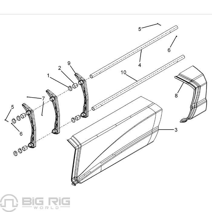 Partial Fairing Assembly, Primed, LH A33-1070-2004100 - Kenworth