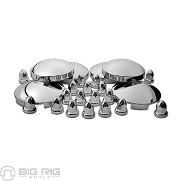 Stainless Steel Front & Rear Hubcap Kit W/abs Plastic Nut Covers - Chrome THUB-C3 - Trux Accessories