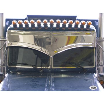 Peterbilt 15 1/2 In. Stainless Steel Batman Style - 4 Bead Sunvisor TSUN-P7 - Trux Accessories