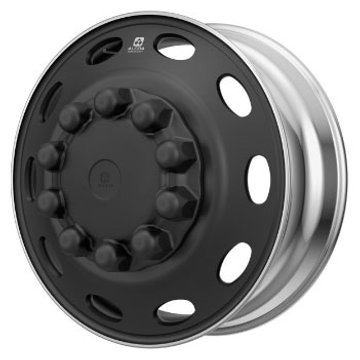 Peterbilt OEM Stylized Wheel - 24.5 x 8.25 - 10 Hole - Dura-Black Both Sides 98U67BLK - Alcoa