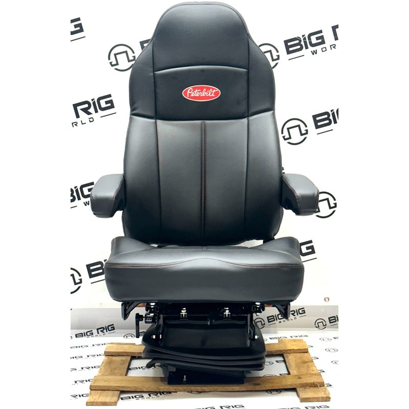 Peterbilt Legacy Silver Seat (Black Leather) W/Armrests 188093MWB61-291 - Seats Inc.
