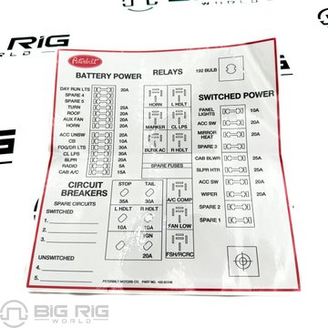 Label - Power Dist. Panel 22-01548 - Peterbilt
