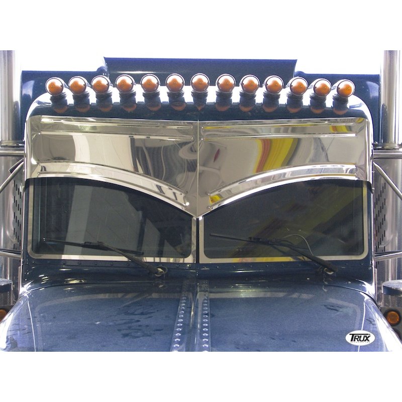 Peterbilt 15 1/2 In. Stainless Steel Batman Style - 4 Bead Sunvisor TSUN-P7 - Trux Accessories