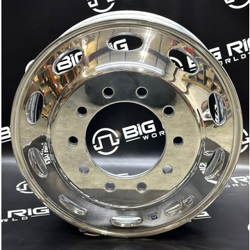 Peterbilt OEM Stylized Wheel - 24.5 x 8.25 - 10 Hole - High Polish Both Sides 98U677 - Alcoa
