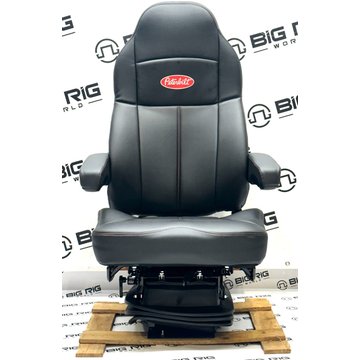 Peterbilt Legacy Silver Seat (Black Leather) W/Armrests 188093MWB61-291 - Seats Inc.