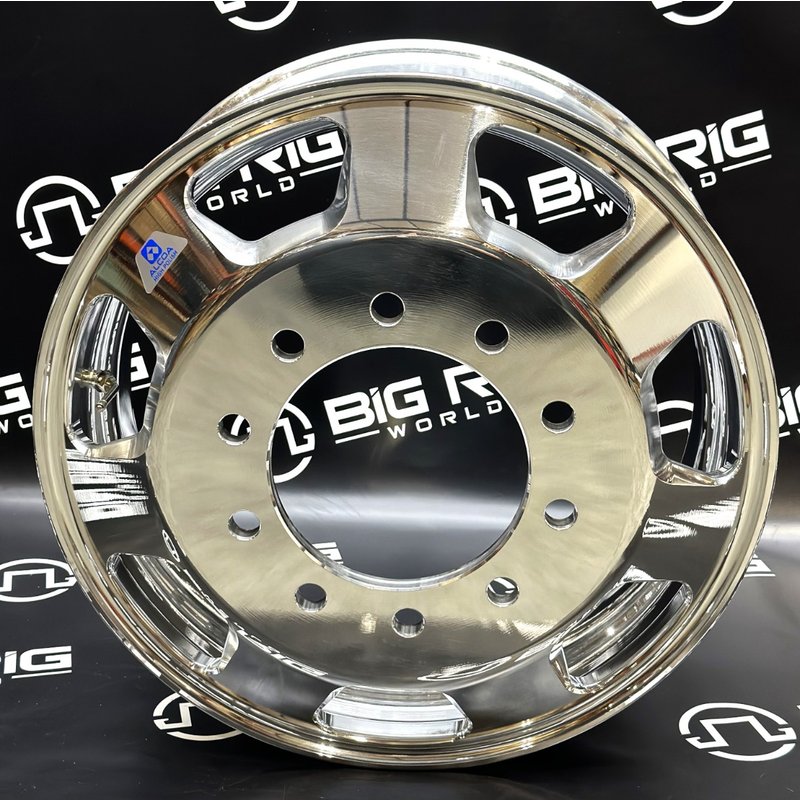 Kenworth OEM Stylized Wheel - 24.5 x 8.25 - 7 Hole - High Polish Both Sides 98U687 - Alcoa