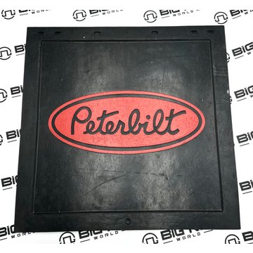 Mud Flap - 24X24 3/8 In. HD Rubber, Red Peterbilt Oval PAC24X24R12BRR - Peterbilt