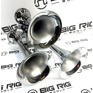 Compact Extra Loud 3 Bell Chrome Train Horn (130-135 Decibels) THORN-1 - Trux Accessories