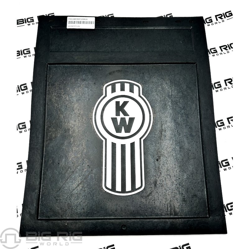 Heavy Duty Rear Mud Flap with White Kenworth Bug PAC24X30R12BKW - Kenworth