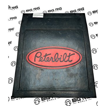 Black 24 x 30-3/8in HD Rubber Mud Flap with Red Peterbilt Logo PAC24X30R12BRR - Peterbilt