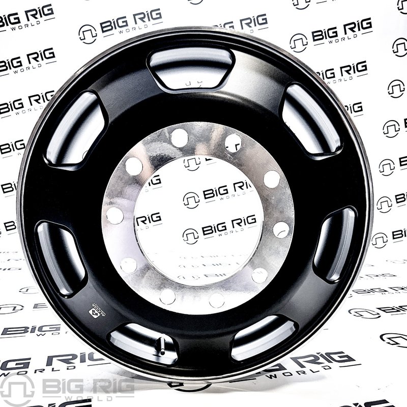 Kenworth OEM Stylized Wheel - 24.5 x 8.25 - 7 Hole - Dura-Black Both Sides 98U68BLK - Alcoa