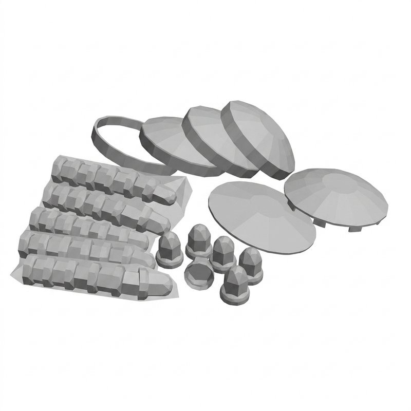 Complete Chrome Metal Hub Cap & ABS Plastic Nut Cover Kit MD1109K1T - TRP