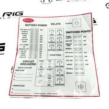 Label - Power Dist. Panel 22-01548 - Peterbilt