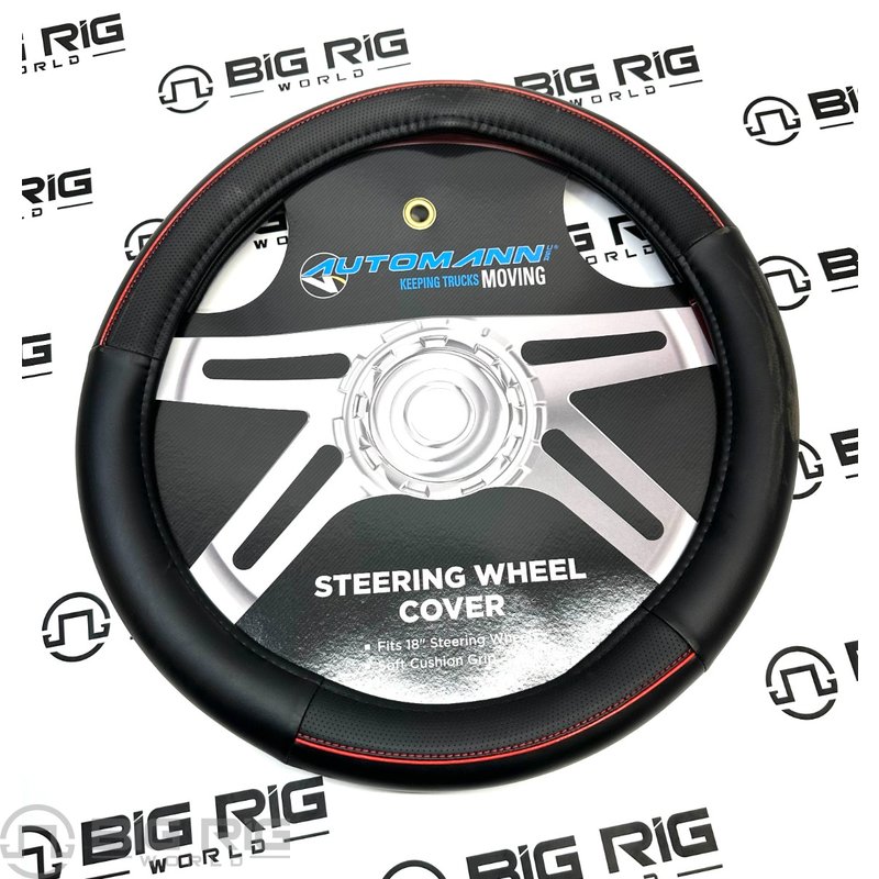 Steering Wheel Cover - Black/Red 562.99009SWC-R - Automann