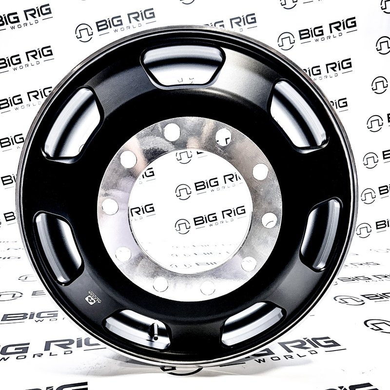 Kenworth OEM Stylized Wheel - 24.5 x 8.25 - 7 Hole - Dura-Black Both Sides 98U68BLK - Alcoa