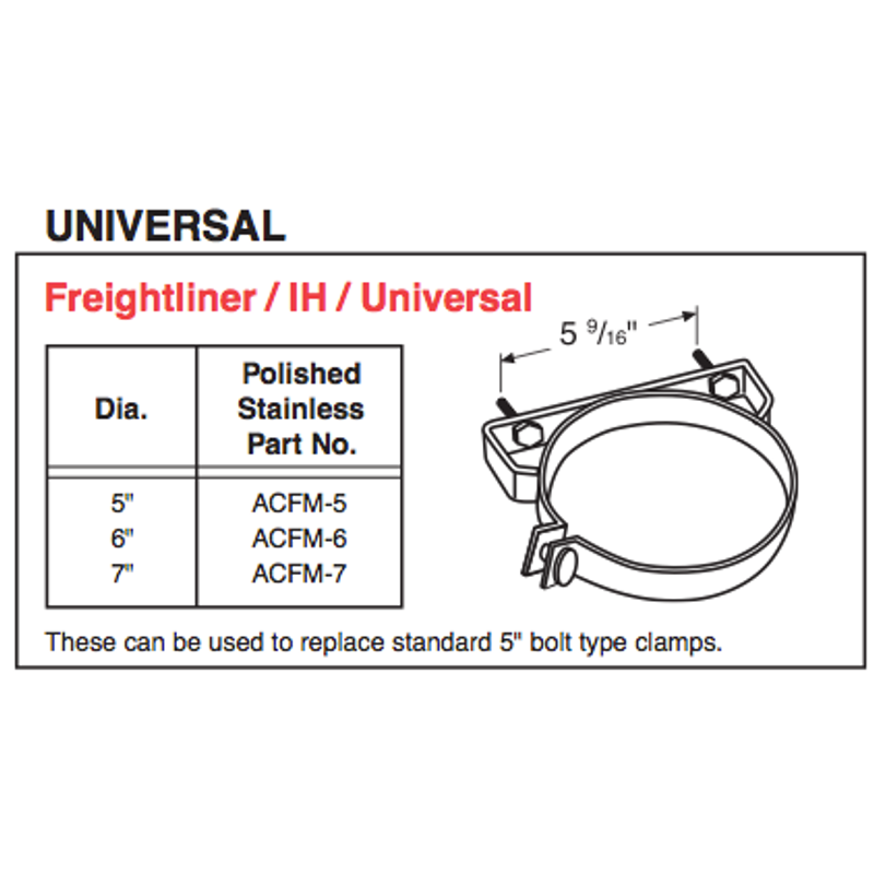 Exhaust Bracket - 5 Inch SS Polished ACFM-5 - Grand Rock