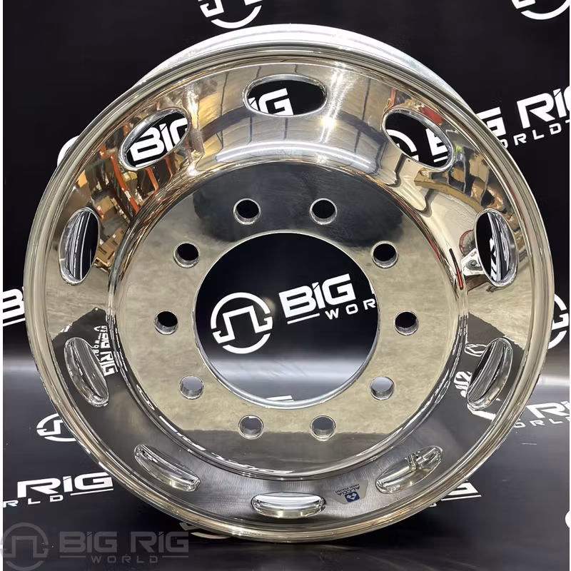 Peterbilt OEM Stylized Wheel - 24.5 x 8.25 - 10 Hole - High Polish Both Sides 98U677 - Alcoa