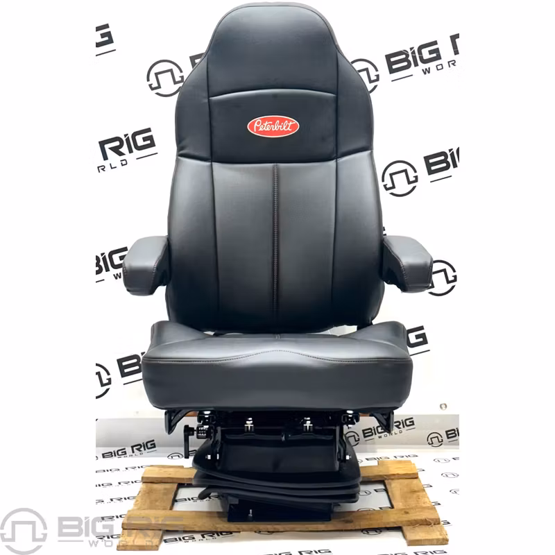 Peterbilt Legacy Silver Seat (Black Leather) W/Armrests 188093MWB61-291 - Seats Inc.