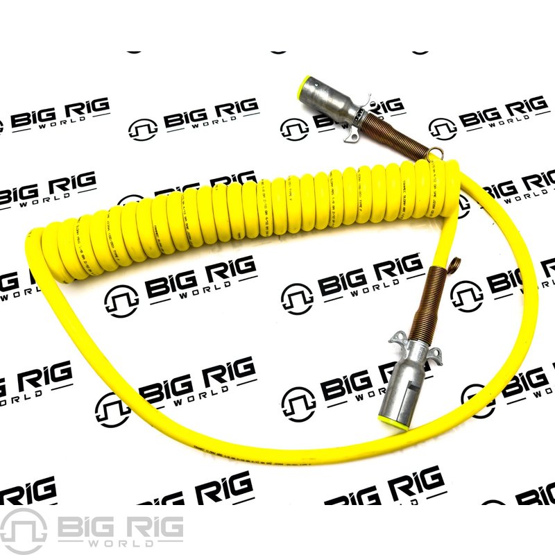 7-Way Coiled ISO Cable 15 Ft, ISO Yellow, Zinc Plugs 421215 - Tramec Sloan