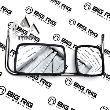 Combination Mirror Assembly, Silver Stainless Steel, Universal, 2 Mirror 21.65-35.43 x 9.76-inch 97846 - Truck Lite