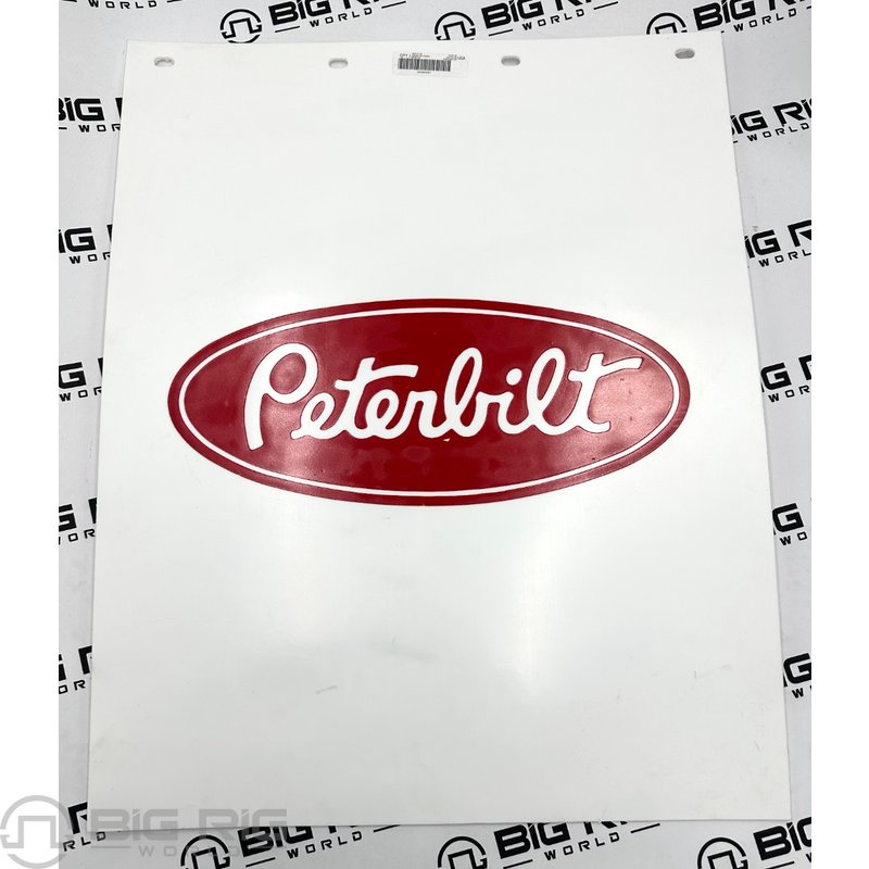 Mud Flap - White 3/16 24 Red PB Logo Poly 24X30WPET - Peterbilt