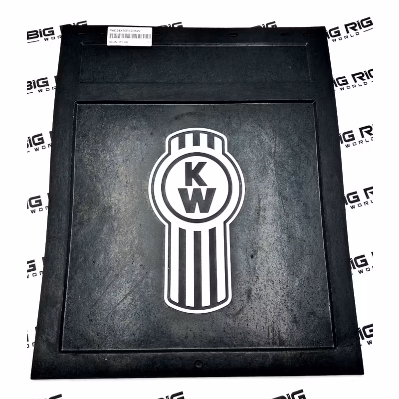 Heavy Duty Rear Mud Flap with White Kenworth Bug PAC24X30R12BKW - Kenworth