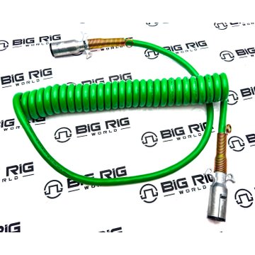 7-Way ABS Coiled Cable 15-feet Green Jacket Nylon 421155 - Tramec Sloan