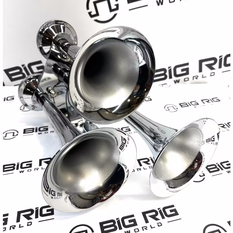 Compact Extra Loud 3 Bell Chrome Train Horn (130-135 Decibels) THORN-1 - Trux Accessories