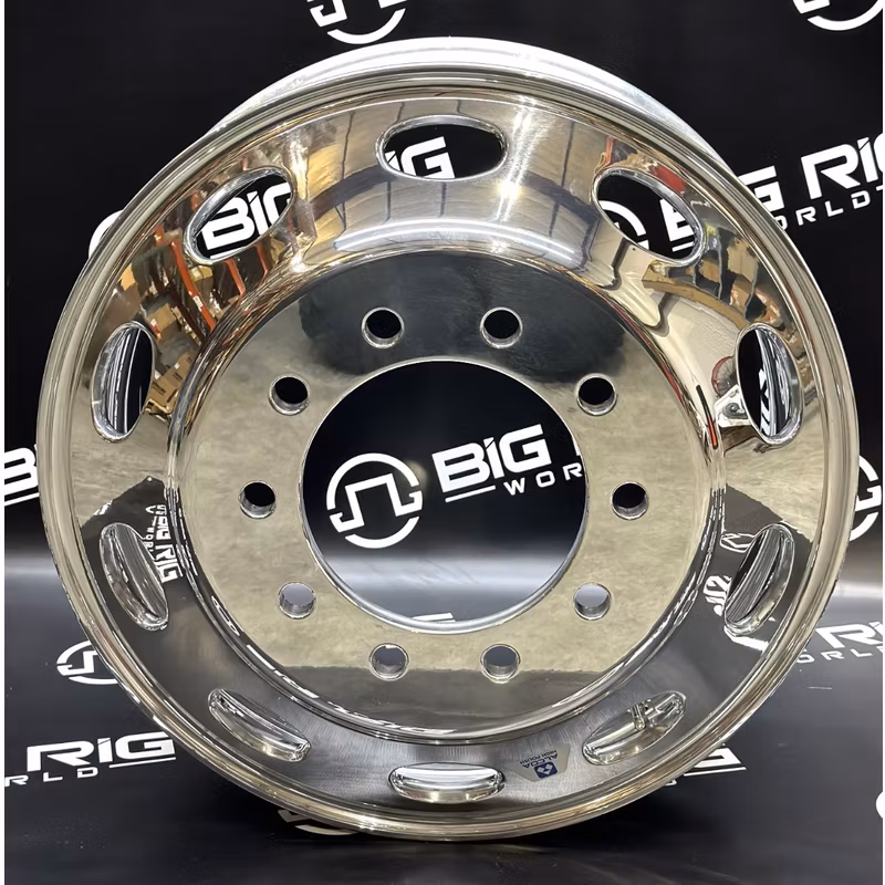 Peterbilt OEM Stylized Wheel - 24.5 x 8.25 - 10 Hole - High Polish Both Sides 98U677 - Alcoa