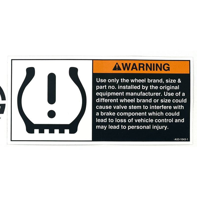 Label - Tire Warning English A53-1043-1 - Paccar