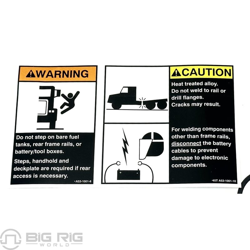 Label Kit - Common Chassis Warning A53-1001-10 - Paccar