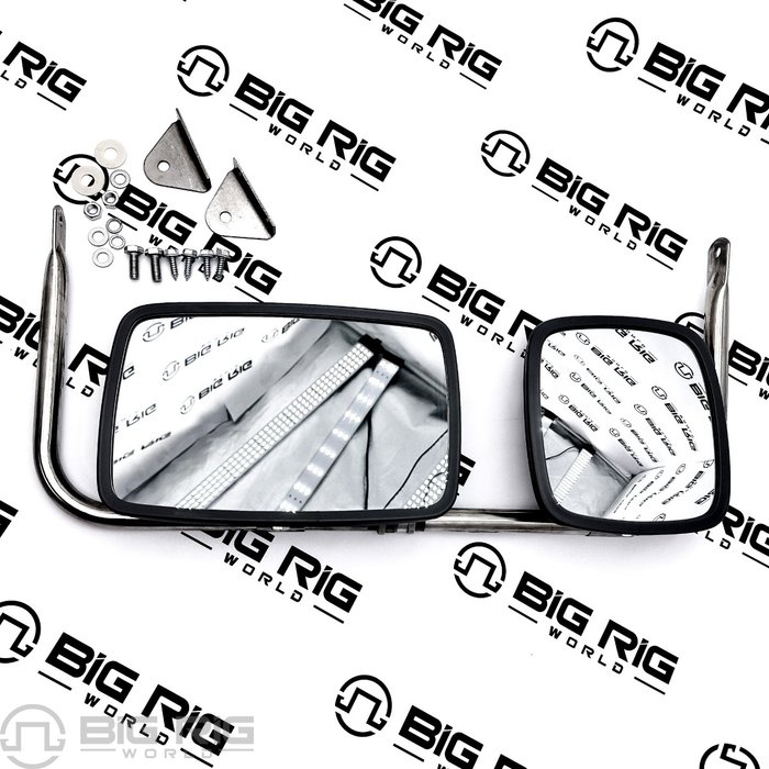 Combination Mirror Assembly, Silver Stainless Steel, Universal, 2 Mirror 21.65-35.43 x 9.76-inch 97846 - Truck Lite