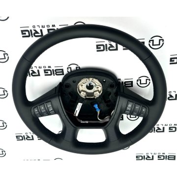 Steering Wheel, Leather Multifunction, Amber BK J91-6002-210 - Peterbilt