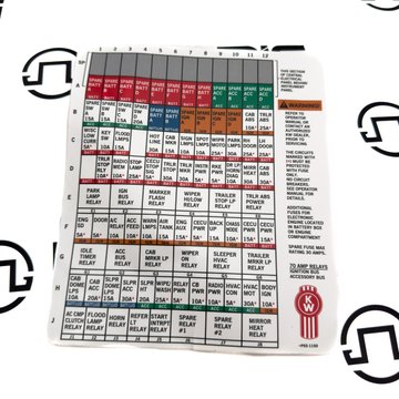Central Electrical Panel Label  P53-1150 - Kenworth