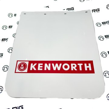 White Mudflap with Kenworth Logo - Rear Wheel A46-1133-2427103 - Kenworth