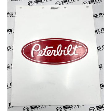 Mud Flap - White 3/16 24 Red PB Logo Poly 24X30WPET - Peterbilt