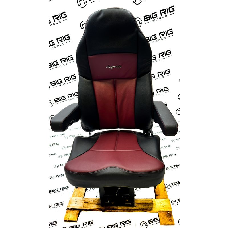 Legacy Silver Seat Two Tone (Black and Burgundy Leather) w/ Armrests 188121MW1164 - Seats Inc.