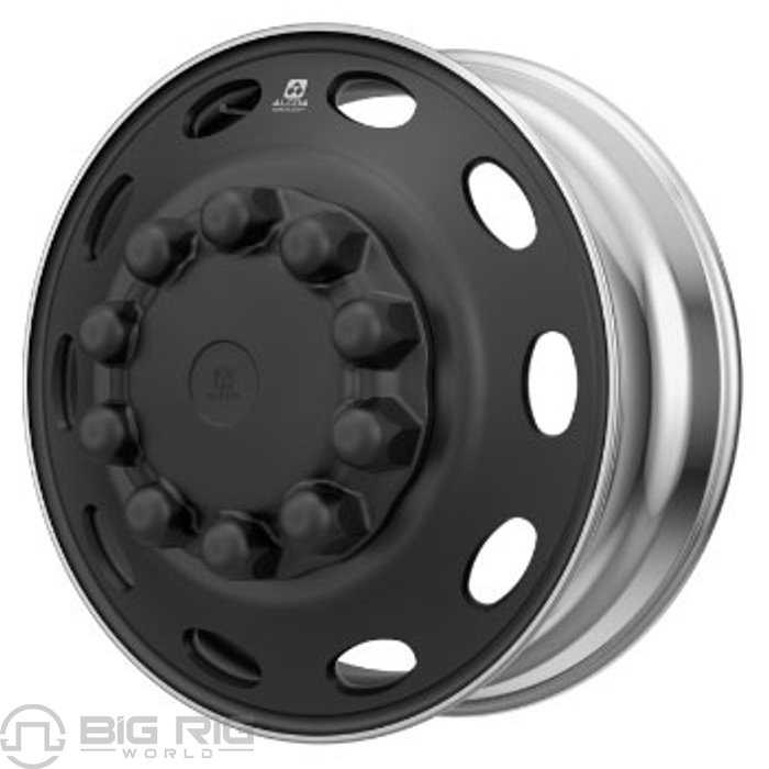 Peterbilt OEM Stylized Wheel - 24.5 x 8.25 - 10 Hole - Dura-Black Both Sides 98U67BLK - Alcoa