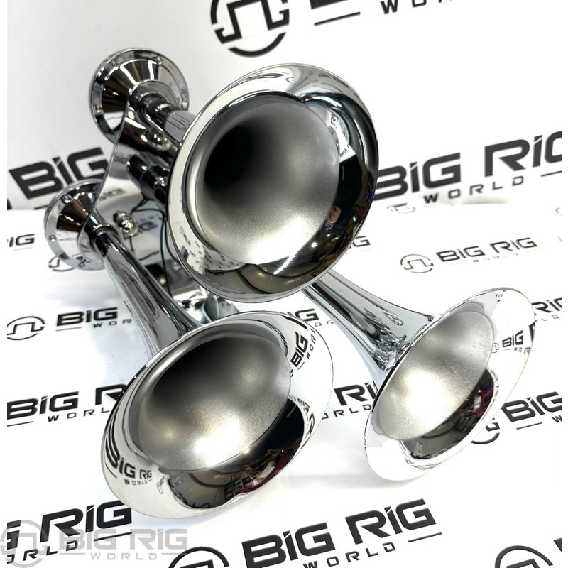 Compact Extra Loud 3 Bell Chrome Train Horn (130-135 Decibels) THORN-1 - Trux Accessories