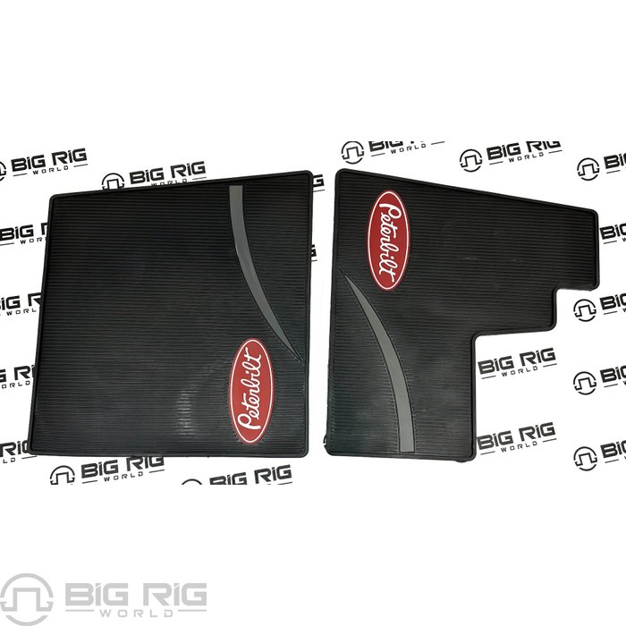 Peterbilt OEM Front Rubber Floor Mats – Slush Style With Red Logo For 386, 389, 567 - View #6