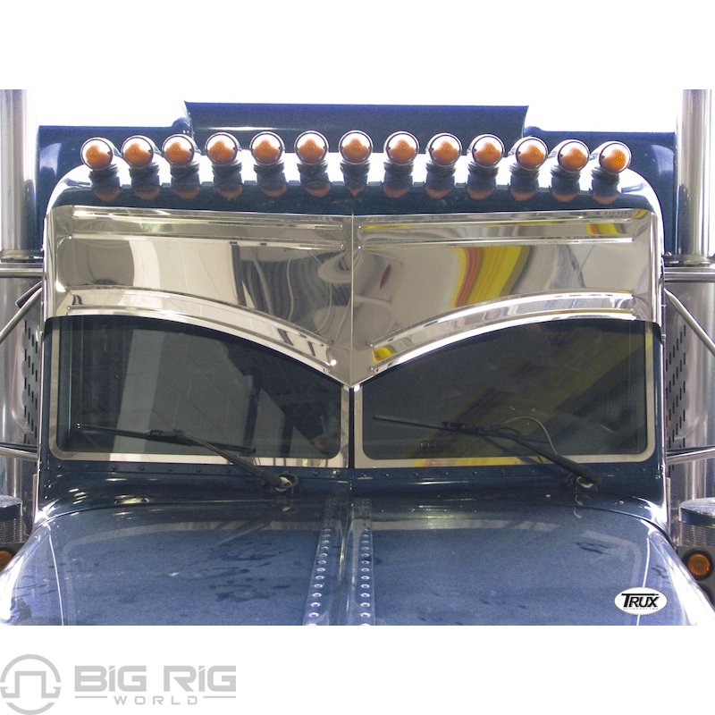 Peterbilt 15 1/2 In. Stainless Steel Batman Style - 4 Bead Sunvisor TSUN-P7 - Trux Accessories